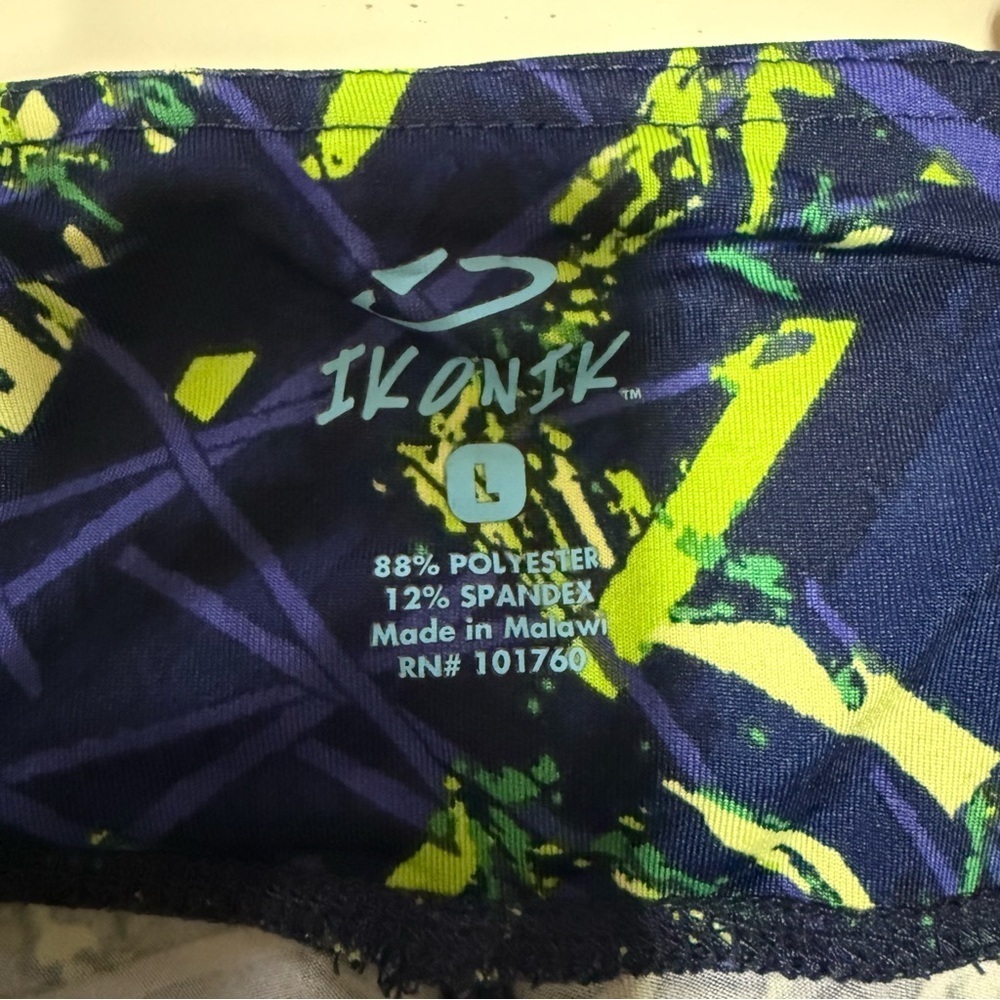 Ikonik Womens Navy Geometric Leggings Size Large Athletic Running Gym - Picture 4 of 6